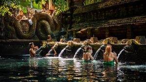 Bathing at Bali temple